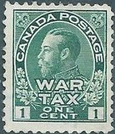Canada -1915 King George V In Admiral's Uniform Overprinted "War Tax"-1C Green,MNH - Impôts De Guerre