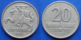 LITHUANIA - 20 Centu 1997 KM# 107 Republic (1991-2014) - Edelweiss Coins - Lithuania