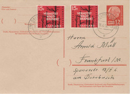 Theodor Heuss Saarbrücken 1958 - Zufrankierung Verhütet Waldbrände - Klima Klimawandel (schon Damals?) - Postal Stationery