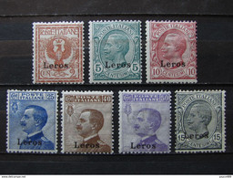 ITALIA Colonie Egeo Lero-1912- "Italia Sopr." 7 Val. MH* (descrizione) - Egée (Lero)