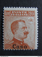 ITALIA Colonie Egeo Caso-1917- "Italia Sopr." C. 20 Senza Filigrana MH* (descrizione) - Egeo (Caso)