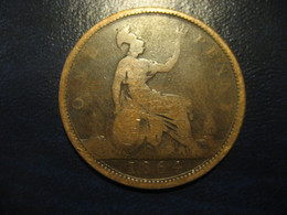 One Penny 1864 Queen Victoria Bronze Coin UK England Great Britain - Andere & Zonder Classificatie