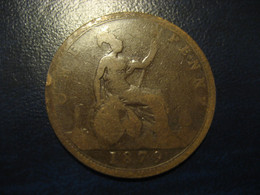 One Penny 1879 Queen Victoria Bronze Coin UK England Great Britain - Andere & Zonder Classificatie