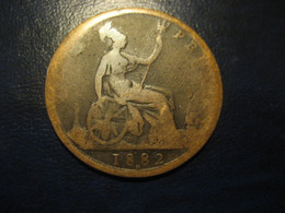 One Penny 1882 Queen Victoria Bronze Coin UK England Great Britain - Andere & Zonder Classificatie