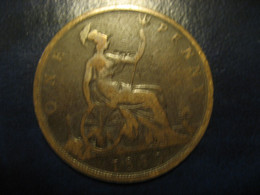 One Penny 1889 Queen Victoria Bronze Coin UK England Great Britain - Andere & Zonder Classificatie