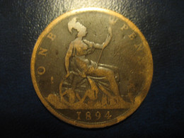 One Penny 1894 Queen Victoria Bronze Coin UK England Great Britain - Sonstige & Ohne Zuordnung