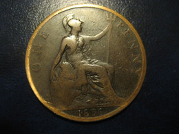 One Penny 1896 Queen Victoria Bronze Coin UK England Great Britain - Andere & Zonder Classificatie