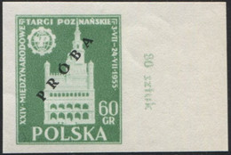 1955 Poland, Mi 915/916 Proof Of Colour, Guarantee Korszeń, City Hall Architecture Poznań International Fair MNH** P30 - Prove & Ristampe