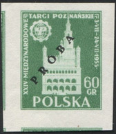 1955 Poland, Mi 915/916 Proof Of Colour, Guarantee Korszeń, City Hall Architecture Poznań International Fair MNH** P30 - Essais & Réimpressions