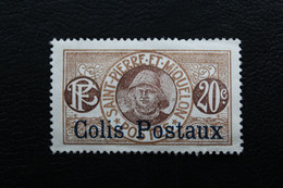 1917,ST-PIERRE ET MIQUELON PÊCHEUR 20C BISTRE ET BRUN-LILAS SURCHARGE COLIS POSTAUX Y&T NO CP4 MH NEUF * TB - Unused Stamps
