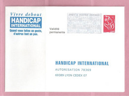 France, Prêt à Poster Réponse, 3734, Postréponse, Handicap International, Marianne De Lamouche - PAP : Antwoord /Lamouche