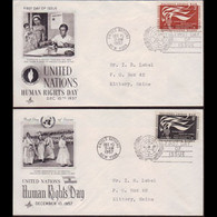 UN-NEW YORK 1957 - FDCs - 57-8 Human Rights Day - Covers & Documents
