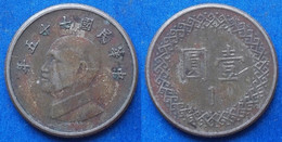 TAIWAN - 1 Yuan Year 75 (1986) Y# 551 Republic Standard Coinage - Edelweiss Coins - Taiwan