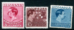 ROMANIA 1938 Union Of Provinces LHM / *.  Michel 549-51 - Ongebruikt