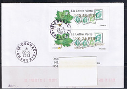 ATM, WINCOR, ECOPLI, EC 0.56€, PLUS COMPLEMENT ECOPLI 0.24€ , LETTRE VERTE, OBLITERE 22/05/2013 COGNAC, - 1999-2009 Vignette Illustrate