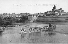 A-20-8853 : AUVERGNE PITTORESQUE. PONT DU CHATEAU. CHARETTE AVEC 4 CHEVAUX. TIREUR DE SABLE ?  CHEVAL. - Pont Du Chateau