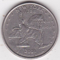 New York Quarter Dollar 2001 D, Georges Washington, Cupronickel KM# 318 - 1999-2009: State Quarters