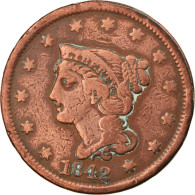 Monnaie, États-Unis, Braided Hair Cent, Cent, 1842, U.S. Mint, Philadelphie - 1840-1857: Braided Hair (Cheveux Tressés)