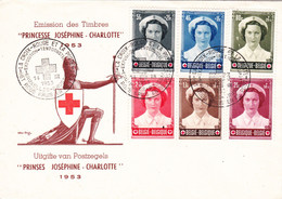 B01-238 912 917 FDC Croix-Rouge Joséphine Charlotte Princesse 14-3-1953 Exposition Bruxelles €35 - 1951-1960