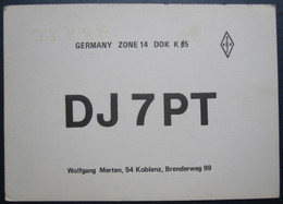 GERMANY DEUTSCHLAND QSL AMATEUR SHORTWAVE RADIO STATION CARD DJ7PT KOBLENZ BRENDERWEG MERTEN CLUB POSTCARD ANSICHTSKARTE - Crinitzberg