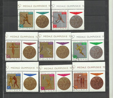 Pologne   YT  Oblitérés 1472/79 J + Vignettes  JO Tokyo 1964   Médailles   Poland Polska Polen - Sonstige & Ohne Zuordnung
