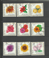 Pologne   YT  Oblitérés 1546/54   Fleurs  Rose Chrysanthème Capucine Dahlia Magnolia Poland Polska Polen - Autres & Non Classés