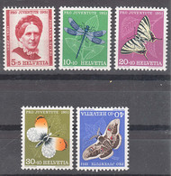 Switzerland 1951 Pro Juventute Butterflies Mi#561-565 Mint Never Hinged - Nuovi