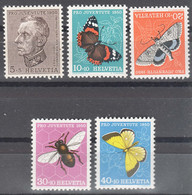 Switzerland 1950 Pro Juventute Butterflies Mi#550-554 Mint Never Hinged - Unused Stamps