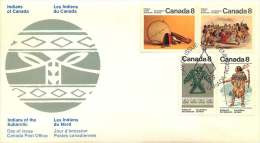 1975  Subarctic Indians Sc 574-7  2 Se-tenant Pairs  Combination Official FDC - 1971-1980