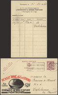 EP Au Type 40ctm Lilas + Repiquage PUB "Boulet Pic, Espérance-bonne Fortune" (Montegnée), Voyagé De Liège > Hasselt - Postcards 1934-1951