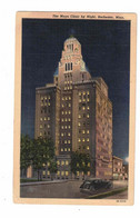 ROCHESTER, Minnesota, USA, The Mayo Clinic At Night, Old Linen Postcard - Rochester