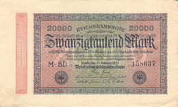 20.000 Mark 1923 Reichsbanknote VF/F (III) - 20.000 Mark