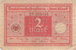 2 Mark 1920 Deutsche Reichsbanknote VG/G (IV) Darlehenskassenschein - 2 Mark