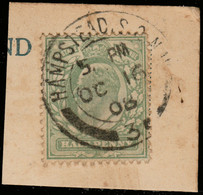 GB - 1908 KEVII SG 218 Used "HAMPSTEAD.S.O.N.W / 3" Double Circle Date Stamp - Oblitérés