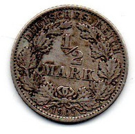 Allemagne -  1/2 Mark 1905 G - TTB+ - 1/2 Mark