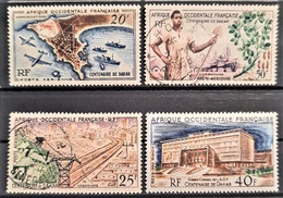 A.O.F. 1958 - 4 Timbres Ex Bloc 1 (Centenaire De Dakar) - Canceled - Usados