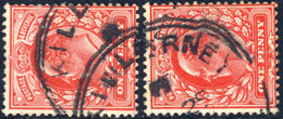 KEVII 2xSG219 1d Scarlet Used "KILLARNEY" (Co. Kerry, Ireland) Rubber CDS - Gebraucht