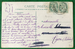 Levant N°13 (x2) Sur CPA - TAD MERSINA, Turquie D'Asie 1909 - (B352) - Lettres & Documents