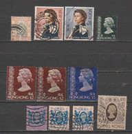 HONG KONG-Scott #:74;214;217;283;285;285a;286a;398;399;401-Catalog Value  $ 53.25 - Used Stamps