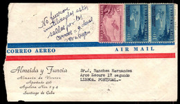 Cover From Santiago De CUBA To Portugal 3 STAMPS UNUSED, So Returned To SENDER. Sobre Devuelto Por Sellos Sin Usar 1950 - Lettres & Documents
