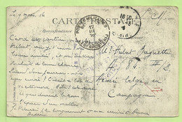 Kaart LE MANS / CANTINE MILITAIRE DE LA GARE , Stempel COMMISIONNAIRE / LE MANS, Stempel PMB Op 12/3/16  (K392) - Army: Belgium