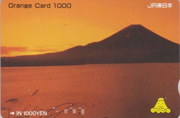 Carte Orange JAPON - Paysage Montagne Volcan Mont Fuji - VULCAN Mountain & Sunset JAPAN Prepaid JR Card - 356 - Gebirgslandschaften