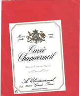 " CUVEE  CHAMVERMEIL " . Maison Fondee Annee 1923   Etiquettes Jamais Collees - Vin De Pays D'Oc