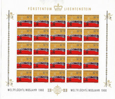 Liechtenstein, 1958 Overprinted 1960 , Help To Refugees , Full Sheet - Altri & Non Classificati