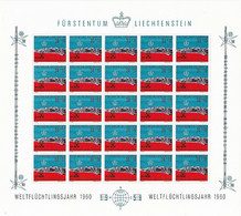 Liechtenstein, 1958 Overprinted 1960 , Help To Refugees , Full Sheet - Autres & Non Classés