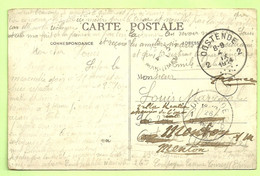 Kaart EPINAL Naar OOSTENDE 1  26/8/14 Doorverzonden MONTON, Stempel OOSTENDE 2 Op 4/9/1914 (Offensief W.O.I.) (3412) - Zone Non Occupée