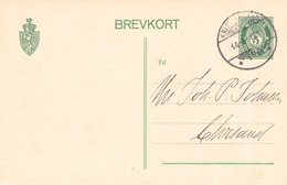 NORWAY - BREVKORT 5 ÖRE 1911 CHRISTIANSAND //G161 - Entiers Postaux