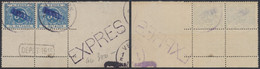 Taxe - TX15A Coin De Feuille + Grand BDF Et Griffe "expres" Surcharge Bleu Verviers 1, Oblitéré + Dépôt 1915 - Stamps