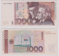 T144259 Banknote 1000 DM Deutsche Mark Ro. 302a Schein 1.8.1991 KN AA 3121958 N2 - 1.000 DM