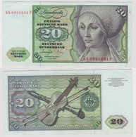 T144710 Banknote 20 DM Deutsche Mark Ro. 276a Schein 1.Juni 1977 KN GG 0891631 P - 20 Deutsche Mark